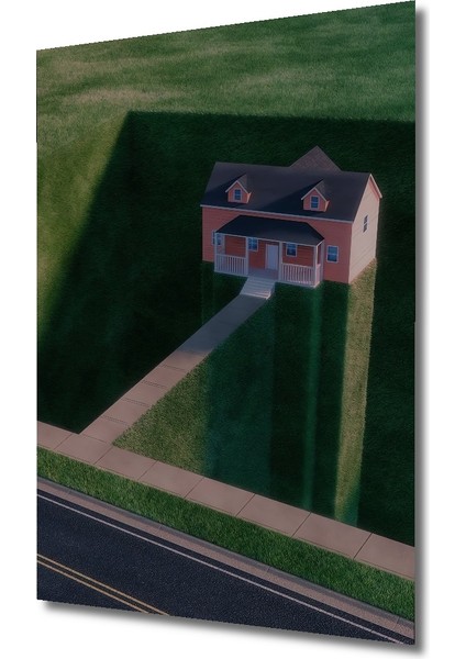 Pastel Boya Görünümlü Evin Gölgesi Ahşap Dekoratif Tablo Dikdörtgen Tablo modelleri