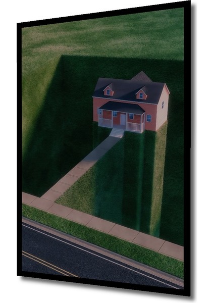 Pastel Boya Görünümlü Evin Gölgesi Ahşap Dekoratif Tablo Dikdörtgen Tablo indirimleri