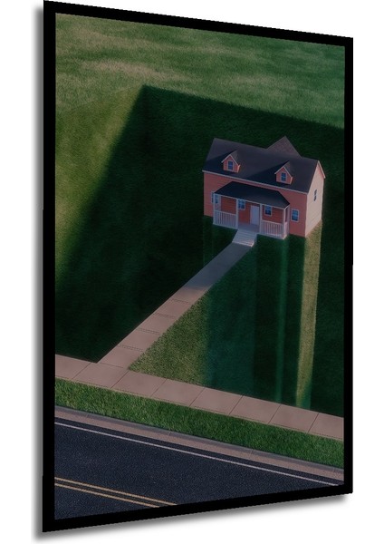 Pastel Boya Görünümlü Evin Gölgesi Ahşap Dekoratif Tablo Dikdörtgen Tablo