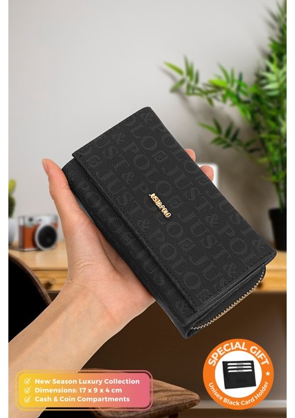 Orijinal Just Polo Collection Lüks Yumuşak Deri Bozuk & Kağıt Para Bölmeli Şık Kartlıklı Cüzdan