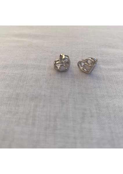 925 Ayar Gümüş Zirkon Taşlı Kalp Model Gümüş 1 Adet Piercing (Tekli Ürün/1cm)