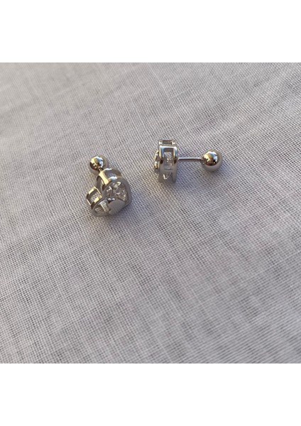 925 Ayar Gümüş Zirkon Taşlı Kalp Model Gümüş 1 Adet Piercing (Tekli Ürün/1cm) modelleri