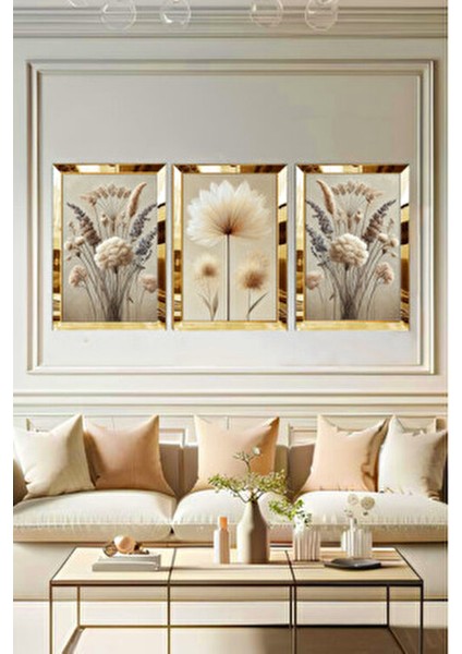 Pleksi Çerçeveli Pastel Pamuk Tablo 3lü