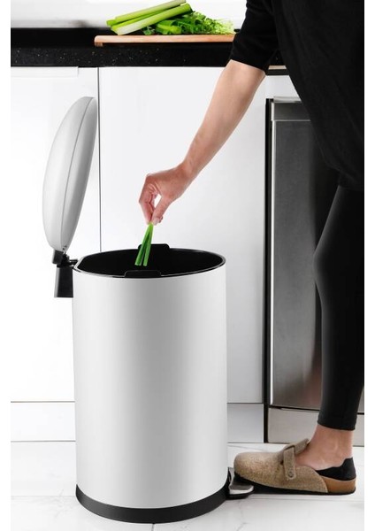 Bombe Kapaklı Çöp Kovası 30 Lt Mat Beyaz fiyatları