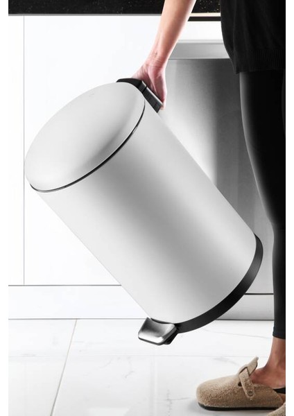 Bombe Kapaklı Çöp Kovası 30 Lt Mat Beyaz modelleri