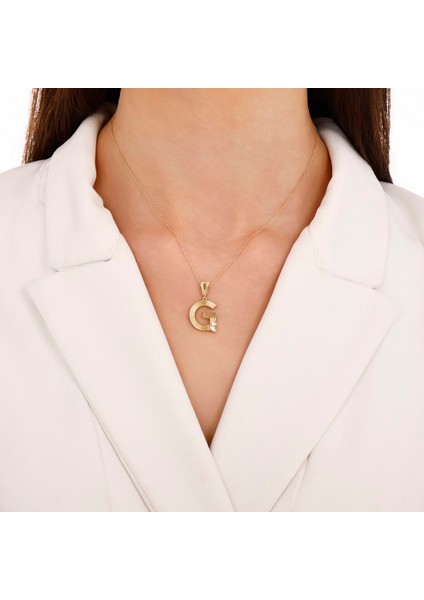 Altın G Harf Kolye Ucu - 14K modelleri