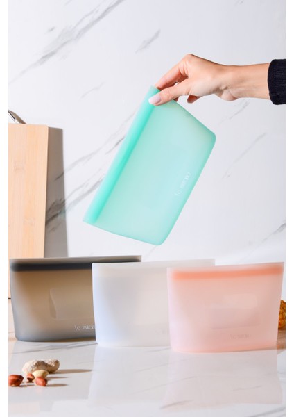 Mood Hava Sızdırmaz Kilitli Silikon Saklama Torbası 680 ml | Yeşil modelleri