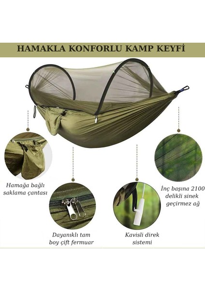 Cibinlikli Kamp Hamak 260X140 cm – Taşınabilir Seyahat ve Açık Hava Uyku Hamak 200 kg modelleri