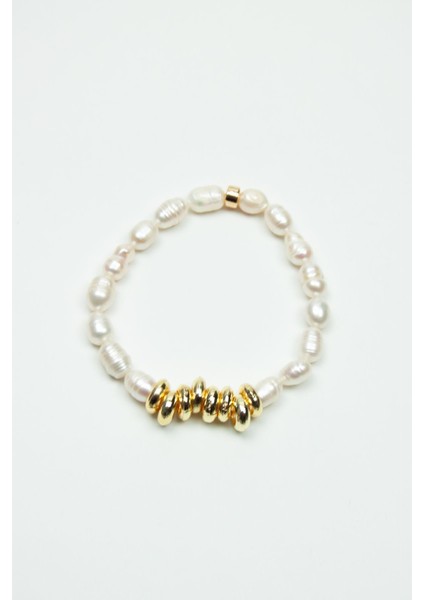 Gold Detay Gerçek Inci Kadın Bileklik