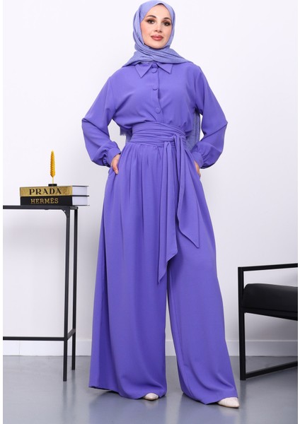 Lila Bel Lastikli Tulum