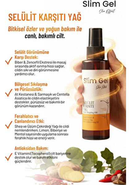 Selülit Karşıtı – Sıkılaştırıcı & Pürüzsüzleştirici Nemlendirici Vücut Bakım Yağı