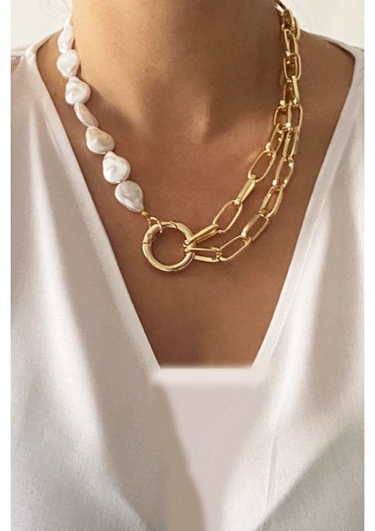 Barok Inci Zincir Gold Kolye modelleri