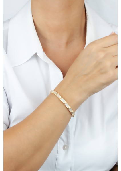 Zirkon Taşlı Vip Seri Gold Bileklik