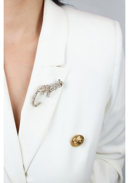 Zirkon Taşlı Leopar Broş modelleri