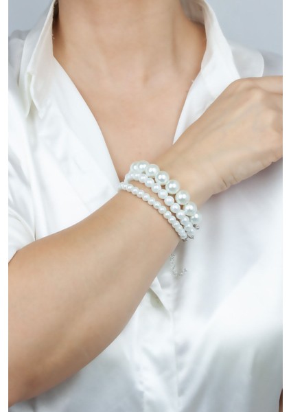 Üç Sıralı Cam Inci Bileklik