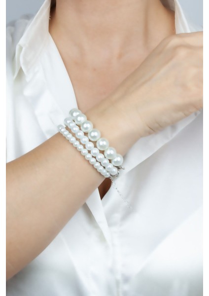 Üç Sıralı Cam Inci Bileklik fiyatları