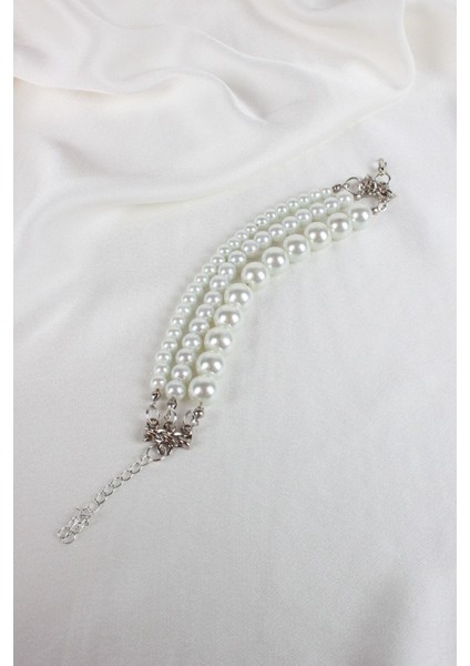 Üç Sıralı Cam Inci Bileklik fırsatları