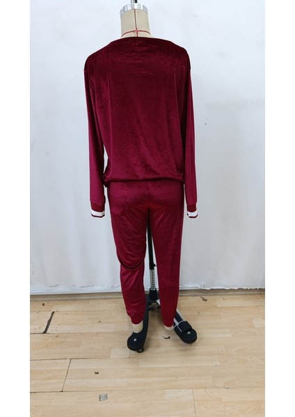 Aknbutik Kadın Uzun Kollu V Yaka Kadife Bluz ve Pantolon Ikili Takım indirimleri