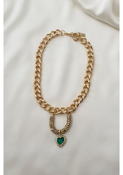 Kalp Uçlu Gold Zincir Kolye modelleri