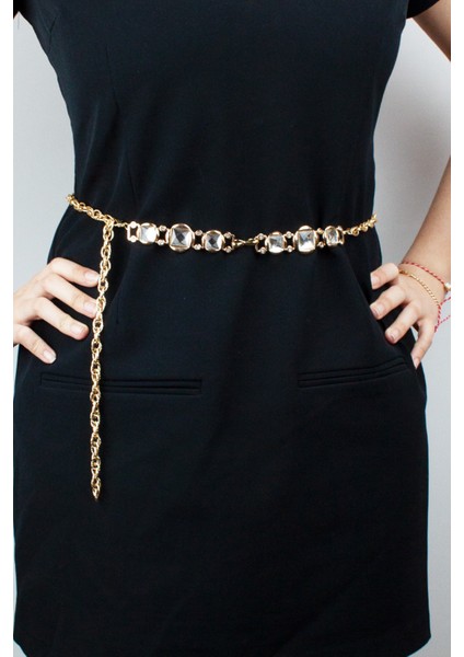 Kristal Taşlı Gold Metal Kemer fiyatları