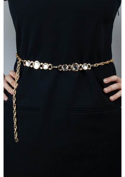 Kristal Taşlı Gold Metal Kemer modelleri