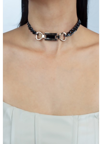 Gold Detay Siyah Zincir Tasma Kolye fiyatları