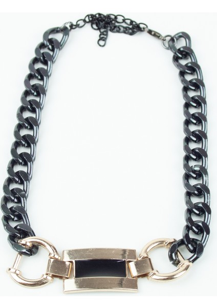 Gold Detay Siyah Zincir Tasma Kolye fırsatları