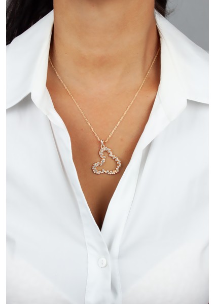 Zirkon Taş Uçlu Ince Zincir Gold Kolye
