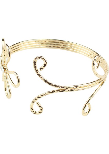 Çiçek Detaylı Gold Renk Kol Üstü Bileklik modelleri