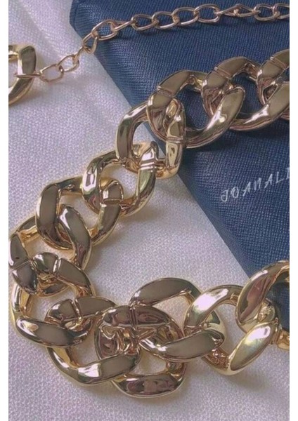 Kalın Zincir Gold Renk Kadın Kemer indirimleri