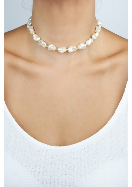 Barok Inci Gold Detay Kadın Kolye