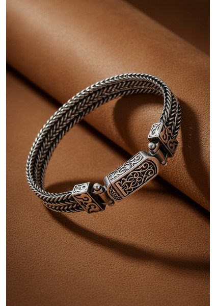Midyat Hasırı Oksitli Erkek Gümüş Bileklik Cihan Gümüş Bileklik 925 Ayar ST389