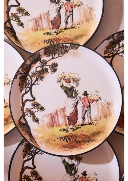 Old English the Gleaners V1 6 Kişilik Pasta Takımı 21 cm modelleri
