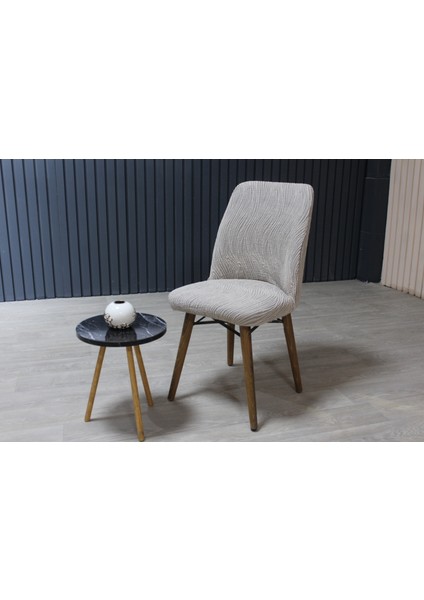 Oval Sandalye Kılıfı Jakar 6'lı Set Bej