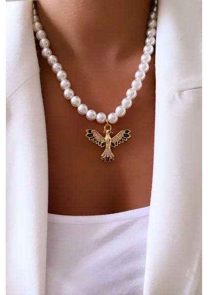 Ankakuş Figürlü Inci Kolye