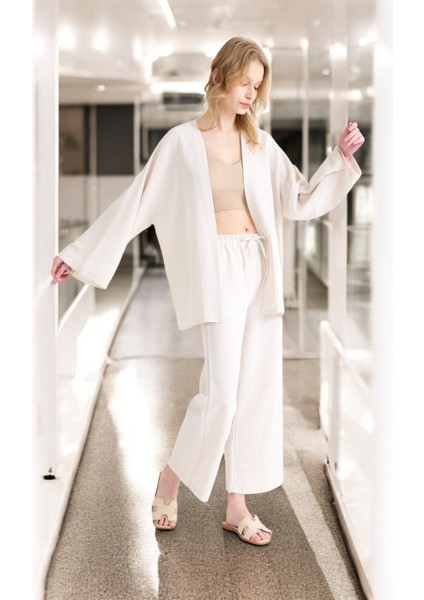 Yazlık Salaş Kimono Keten Takım