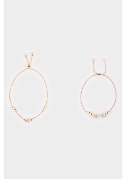 Kadın Gold 2'li Asansörlü Ayarlanabilir Bileklik F7728AXNS