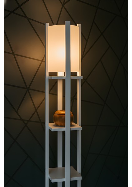 Modern Metal Gövdeli-Raflı Dekoratif Ayaklı Lambader – 22X22X145 fiyatları