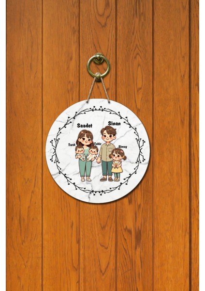 Kapı Süsü Mutlu Geniş Ailem Ahşap Baskı Kişiye Özel Tasarım fiyatları