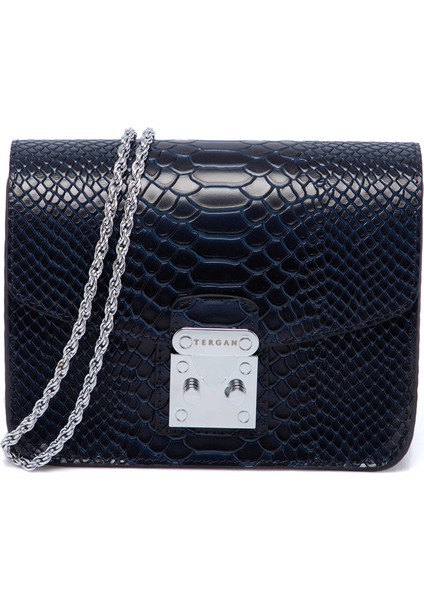 Lacivert Hakiki Deri Kadın Çapraz Askılı Çanta - S25K1BC78972-G9C