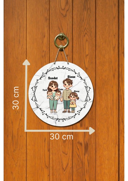 Kapı Süsü Mutlu Geniş Ailem Ahşap Baskı Kişiye Özel Tasarım fırsatları