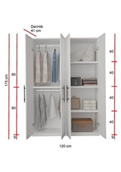 Ugi 4 Kapaklı Elbise Dolabı Düzenleyici fırsatları