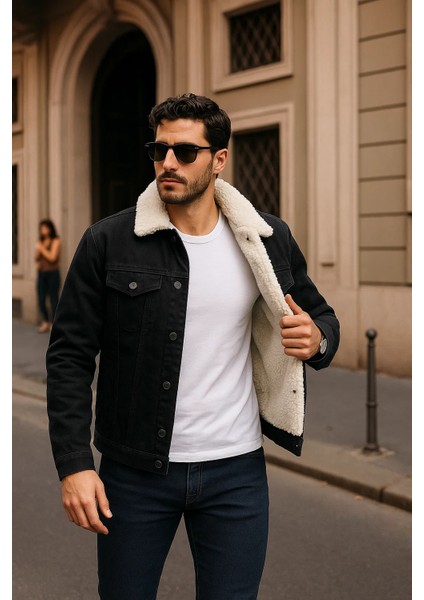 Erkek Kışlık Günlük Içi Kürk Klasik Siyah Kot Ceket fiyatları