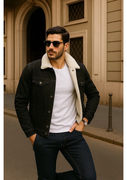 Erkek Kışlık Günlük Içi Kürk Klasik Siyah Kot Ceket fırsatları
