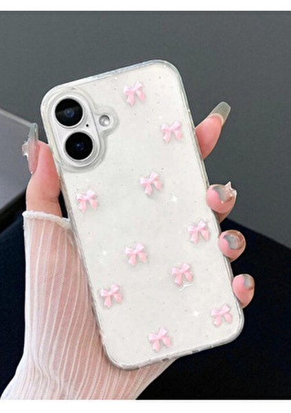 Apple iPhone 17 Uyumlu – Pembe Fiyonk Desenli Yumuşak Silikon Kılıf, Darbeye Karşı Dayanıklı Kapak