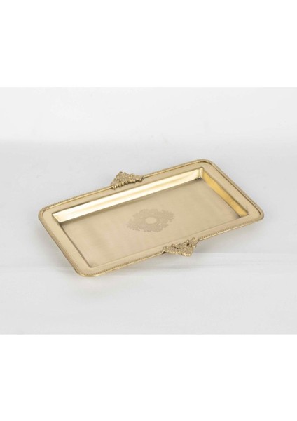 Pirinç Işlemeli Dkdörtgn Tepsi 25X18CM