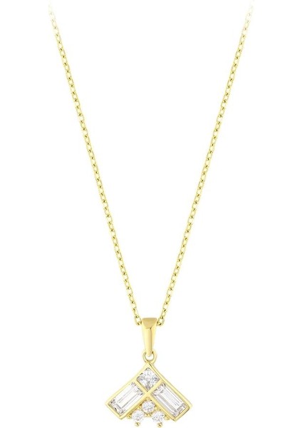 Baget Taşlı Altın Kolye - 14K