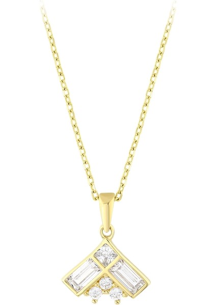 Baget Taşlı Altın Kolye - 14K fiyatları