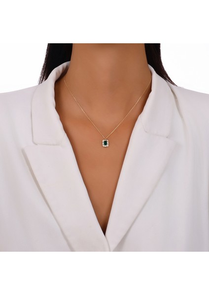 Baget Taşlı Altın Kolye - 14K fiyatları