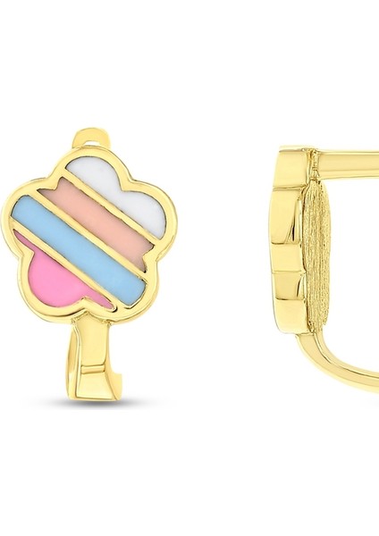 Çiçek Figürlü Altın Çocuk Küpe - 14K fiyatları